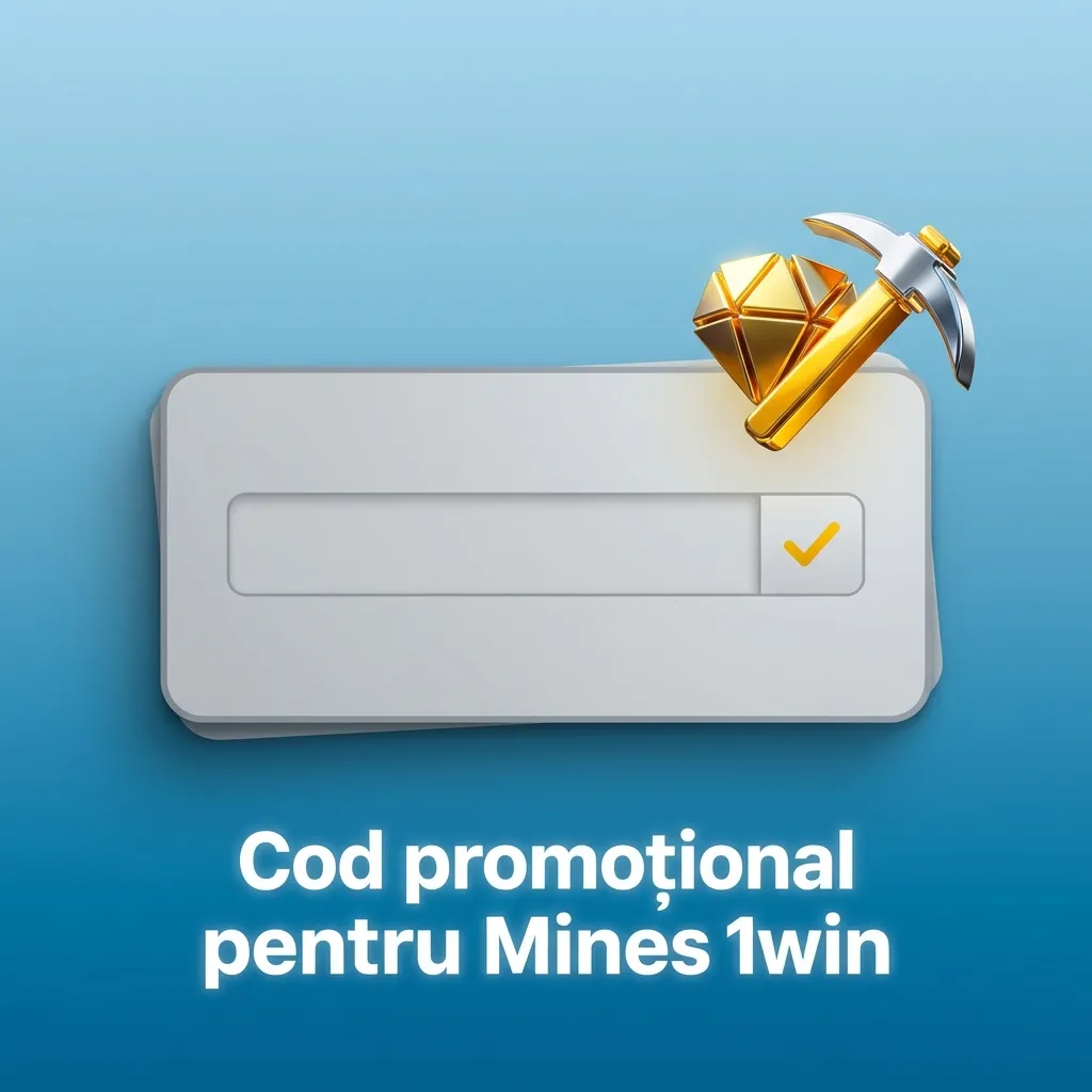 Ecran promoțional Mines 1win cu textul „Cod promoțional MINESMD” și câmp de introducere a codului în formularul de înregistrare