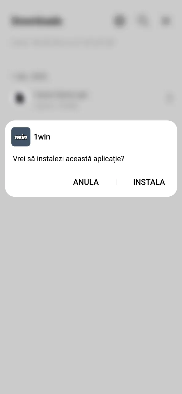 Instalare aplicație 1win prin fișier APK.
